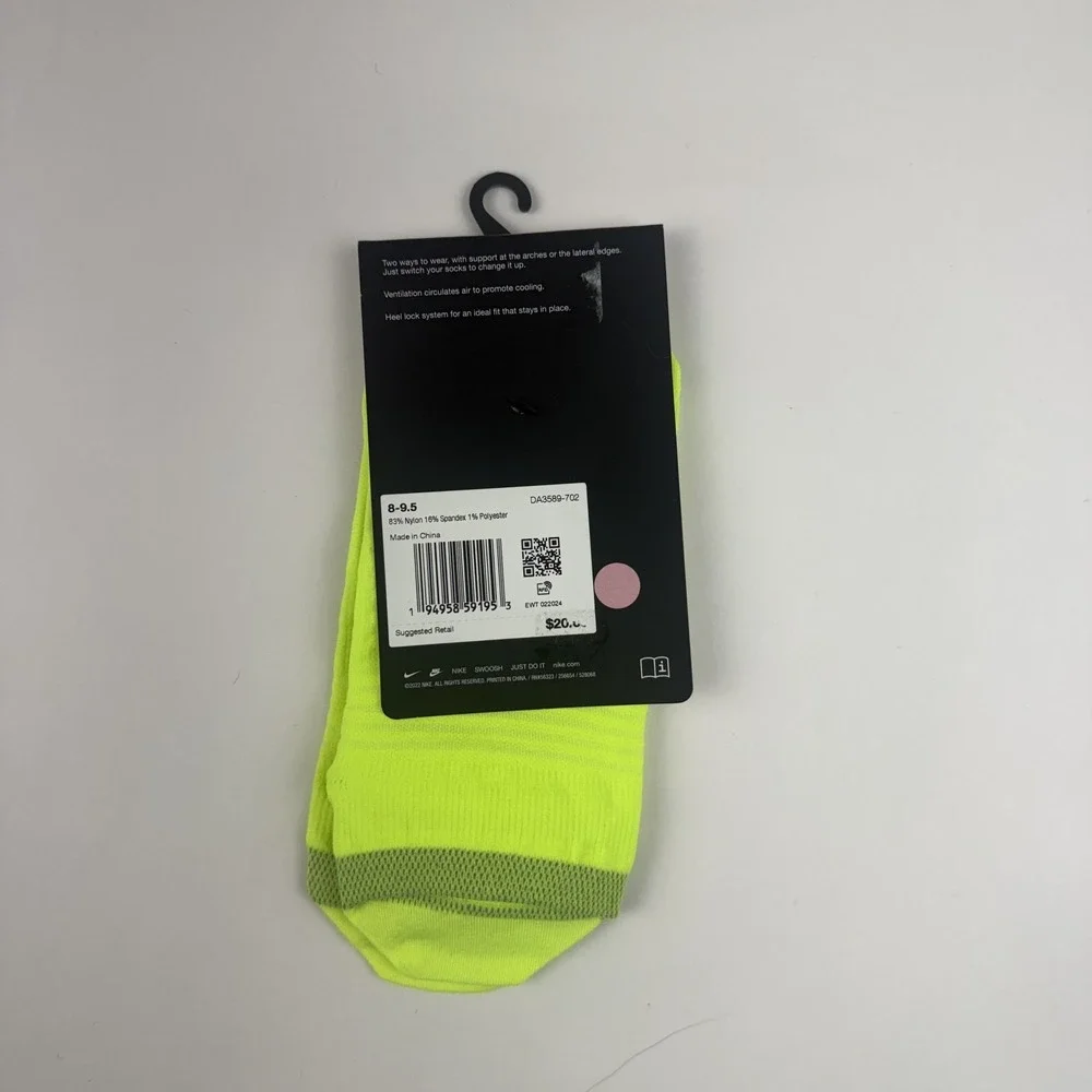 New Womens Nike Spark Lightweight Yellow Running No Show Socks Size 9.5-11
